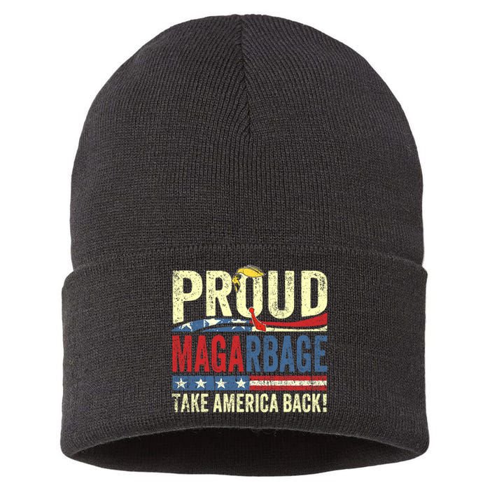 Proud Maga Garbage Proud To Be Garbage Trump Supporters Sustainable Knit Beanie