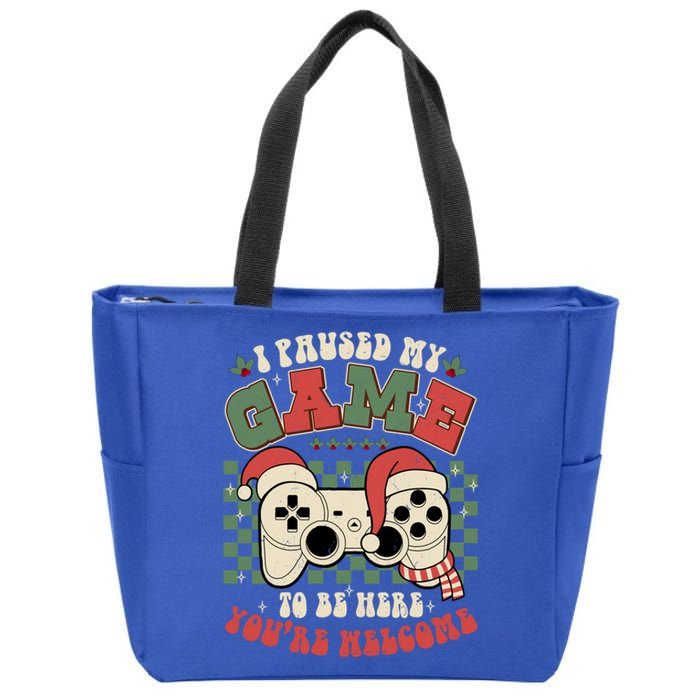 Paused My Game To Be Here Meaningful Gift Ugly Christmas Video Gamer Meaningful Zip Tote Bag