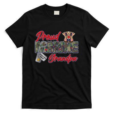 Proud Marine Grandpa Personalize Dog Tags T-Shirt