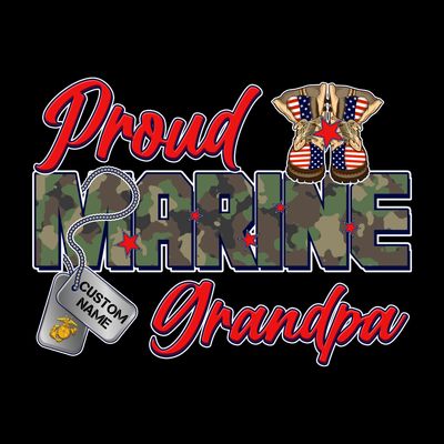 Proud Marine Grandpa Personalize Dog Tags T-Shirt