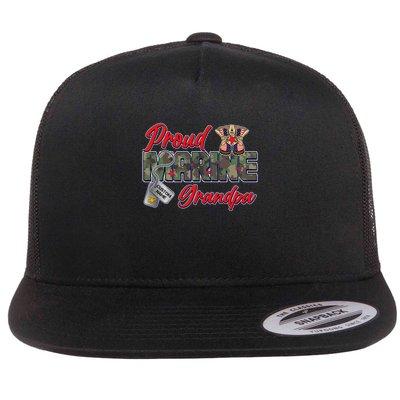 Proud Marine Grandpa Personalize Dog Tags Flatbill Hat
