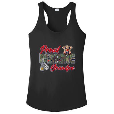 Proud Marine Grandpa Personalize Dog Tags Ladies PosiCharge Competitor Racerback Tank