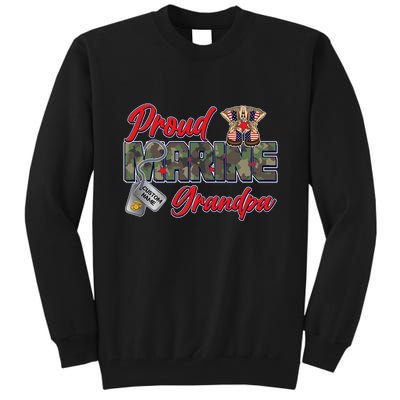 Proud Marine Grandpa Personalize Dog Tags Tall Sweatshirt