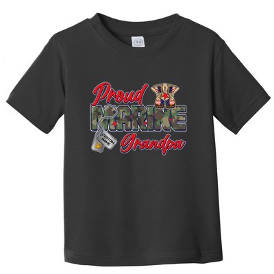 Proud Marine Grandpa Personalize Dog Tags Toddler T-Shirt