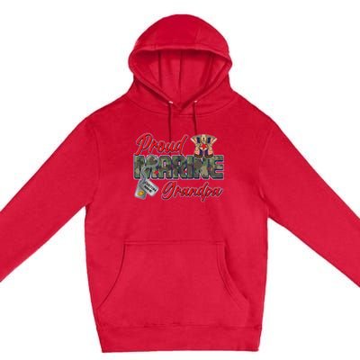 Proud Marine Grandpa Personalize Dog Tags Premium Pullover Hoodie