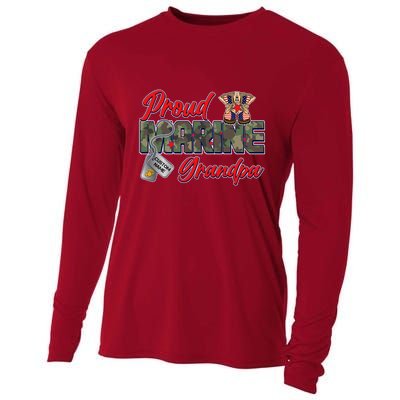 Proud Marine Grandpa Personalize Dog Tags Cooling Performance Long Sleeve Crew