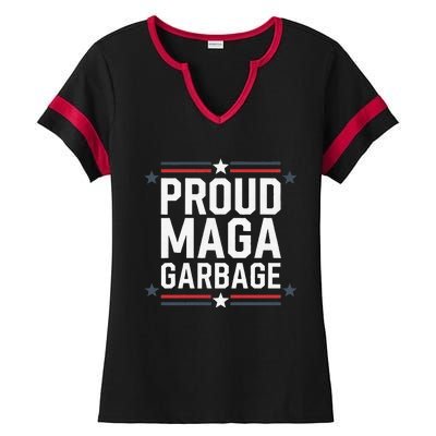 Proud Maga Garbage Trump Supporter Ladies Halftime Notch Neck Tee