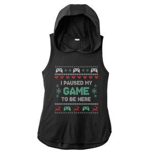 Paused My Game Ugly Christmas Xmas Sweater Gamer Funny Gift Ladies PosiCharge Tri-Blend Wicking Draft Hoodie Tank