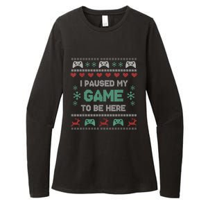 Paused My Game Ugly Christmas Xmas Sweater Gamer Funny Gift Womens CVC Long Sleeve Shirt