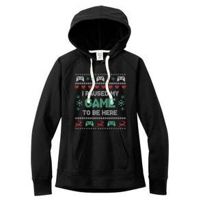 Paused My Game Ugly Christmas Xmas Sweater Gamer Funny Gift Women's Fleece Hoodie