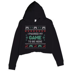 Paused My Game Ugly Christmas Xmas Sweater Gamer Funny Gift Crop Fleece Hoodie