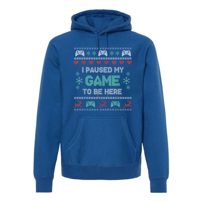 Paused My Game Ugly Christmas Xmas Sweater Gamer Funny Gift Premium Hoodie