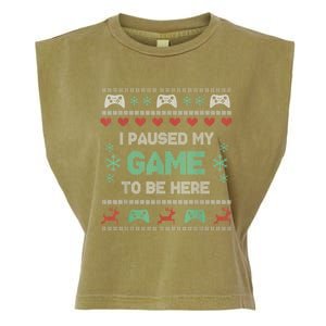 Paused My Game Ugly Christmas Xmas Sweater Gamer Funny Gift Garment-Dyed Women's Muscle Tee