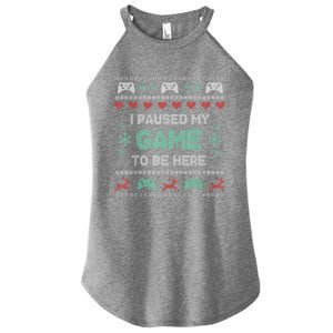 Paused My Game Ugly Christmas Xmas Sweater Gamer Funny Gift Women's Perfect Tri Rocker Tank