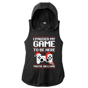 Paused My Game To Be Here Gift Ugly Christmas Video Gamer Gift Ladies PosiCharge Tri-Blend Wicking Draft Hoodie Tank