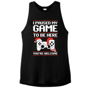 Paused My Game To Be Here Gift Ugly Christmas Video Gamer Gift Ladies PosiCharge Tri-Blend Wicking Tank