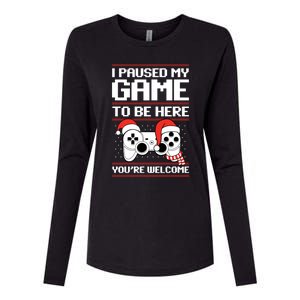 Paused My Game To Be Here Gift Ugly Christmas Video Gamer Gift Womens Cotton Relaxed Long Sleeve T-Shirt