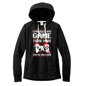 Paused My Game To Be Here Gift Ugly Christmas Video Gamer Gift Women's Fleece Hoodie