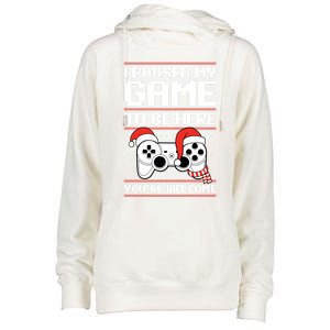 Paused My Game To Be Here Gift Ugly Christmas Video Gamer Gift Womens Funnel Neck Pullover Hood