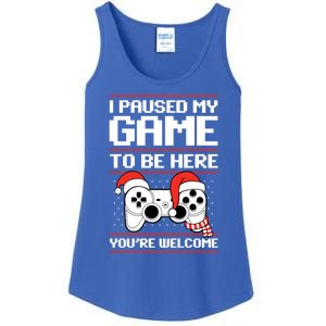 Paused My Game To Be Here Gift Ugly Christmas Video Gamer Gift Ladies Essential Tank