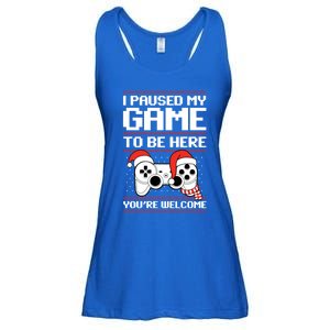 Paused My Game To Be Here Gift Ugly Christmas Video Gamer Gift Ladies Essential Flowy Tank