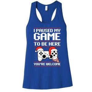 Paused My Game To Be Here Gift Ugly Christmas Video Gamer Gift Women's Racerback Tank