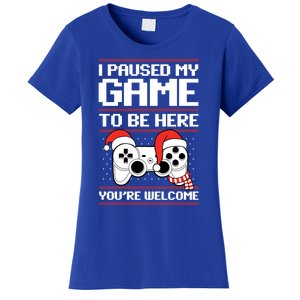 Paused My Game To Be Here Gift Ugly Christmas Video Gamer Gift Women's T-Shirt