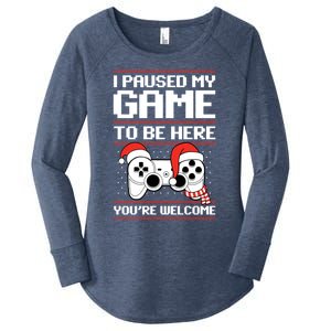 Paused My Game To Be Here Gift Ugly Christmas Video Gamer Gift Women's Perfect Tri Tunic Long Sleeve Shirt