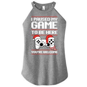 Paused My Game To Be Here Gift Ugly Christmas Video Gamer Gift Women's Perfect Tri Rocker Tank