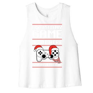 Paused My Game To Be Here Gift Ugly Christmas Video Gamer Gift Women's Racerback Cropped Tank