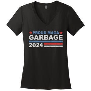 Proud Maga Garbage Proud To Be Garbage Trump Supporters Women's V-Neck T-Shirt