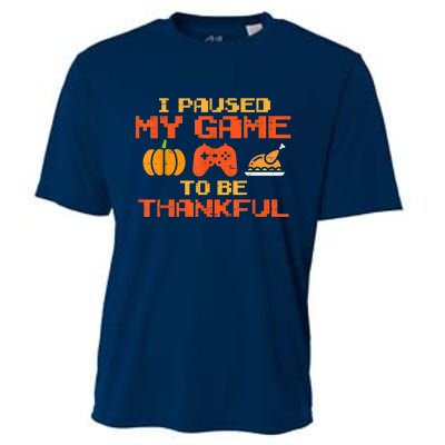 Paused My Game Thankful Funny Video Gamer Thanksgiving Cooling Performance Crew T-Shirt