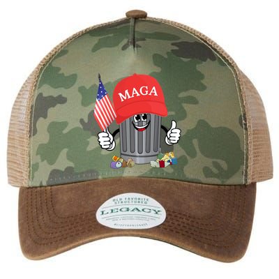 Proud Maga Garbage Trump Supporter Trash Can Cartoon Funny Legacy Tie Dye Trucker Hat