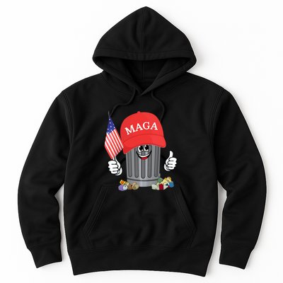 Proud Maga Garbage Trump Supporter Trash Can Cartoon Funny Hoodie
