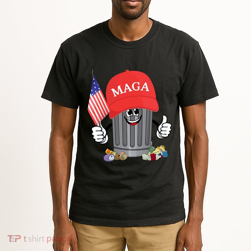 Proud Maga Garbage Trump Supporter Trash Can Cartoon Funny Tall T-Shirt