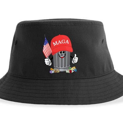 Proud Maga Garbage Trump Supporter Trash Can Cartoon Funny Sustainable Bucket Hat
