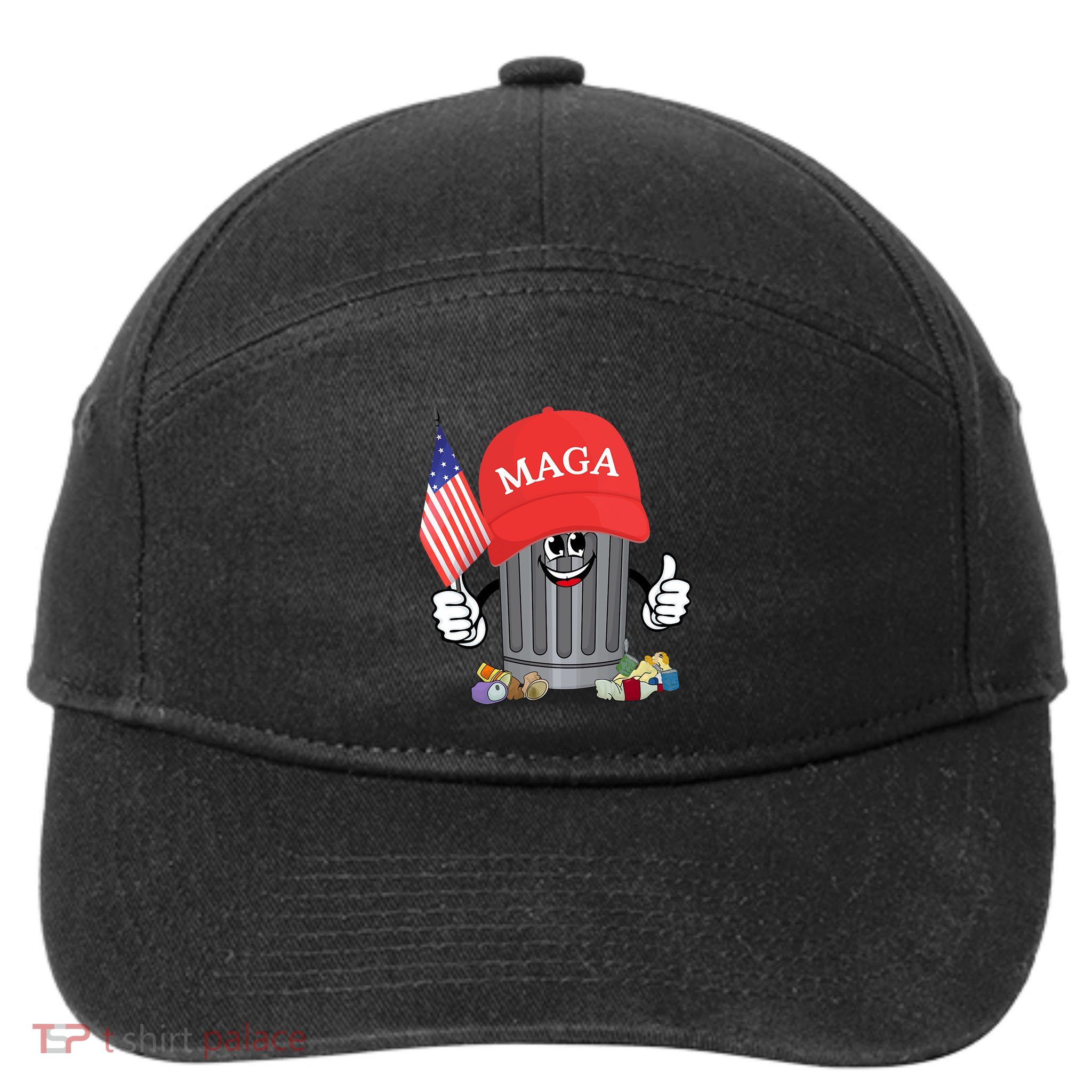 Proud Maga Garbage Trump Supporter Trash Can Cartoon Funny 7-Panel Snapback Hat