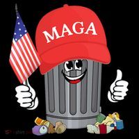 Proud Maga Garbage Trump Supporter Trash Can Cartoon Funny 7-Panel Snapback Hat