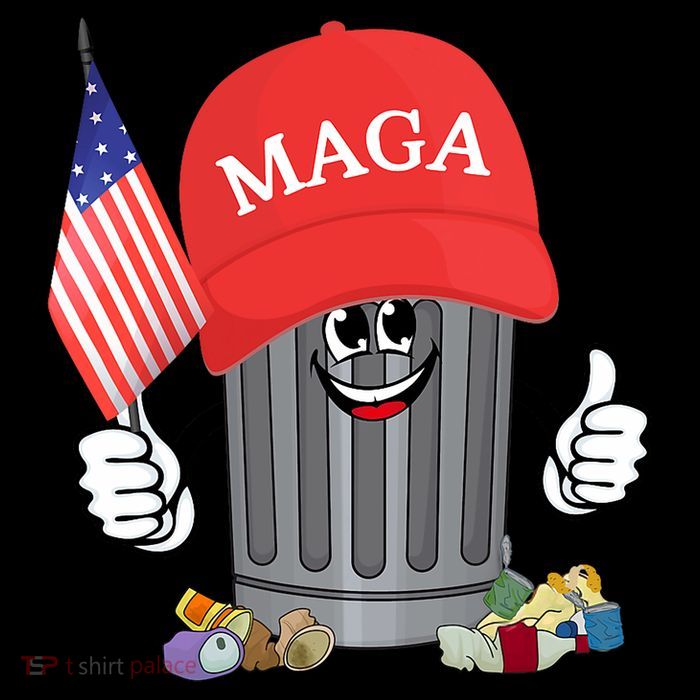 Proud Maga Garbage Trump Supporter Trash Can Cartoon Funny Drawstring Bag