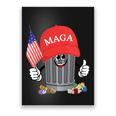 Proud Maga Garbage Trump Supporter Trash Can Cartoon Funny Poster