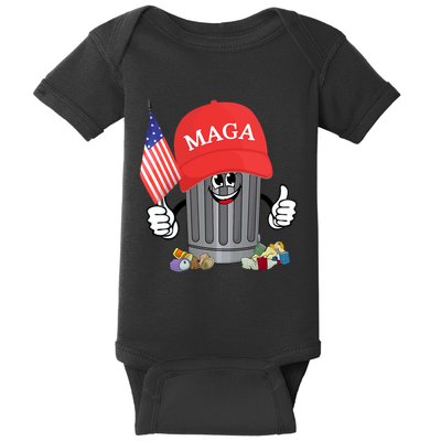 Proud Maga Garbage Trump Supporter Trash Can Cartoon Funny Baby Bodysuit