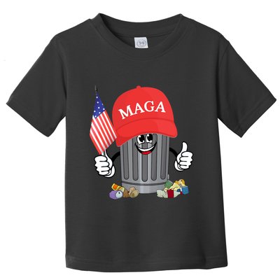 Proud Maga Garbage Trump Supporter Trash Can Cartoon Funny Toddler T-Shirt
