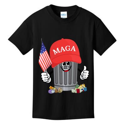 Proud Maga Garbage Trump Supporter Trash Can Cartoon Funny Kids T-Shirt