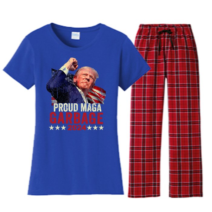 Proud Maga Garbage Proud To Be Garbage Trump Supporters Women's Flannel Pajama Set