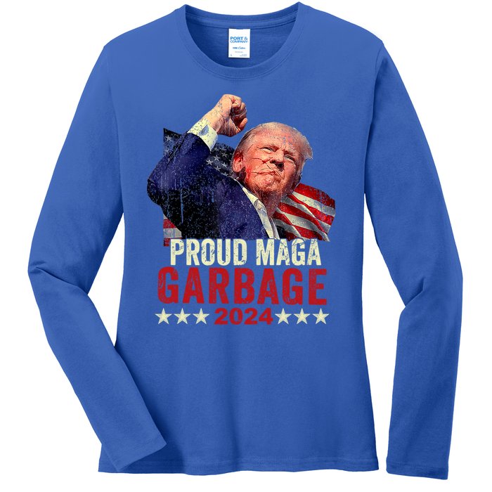 Proud Maga Garbage Proud To Be Garbage Trump Supporters Ladies Long Sleeve Shirt