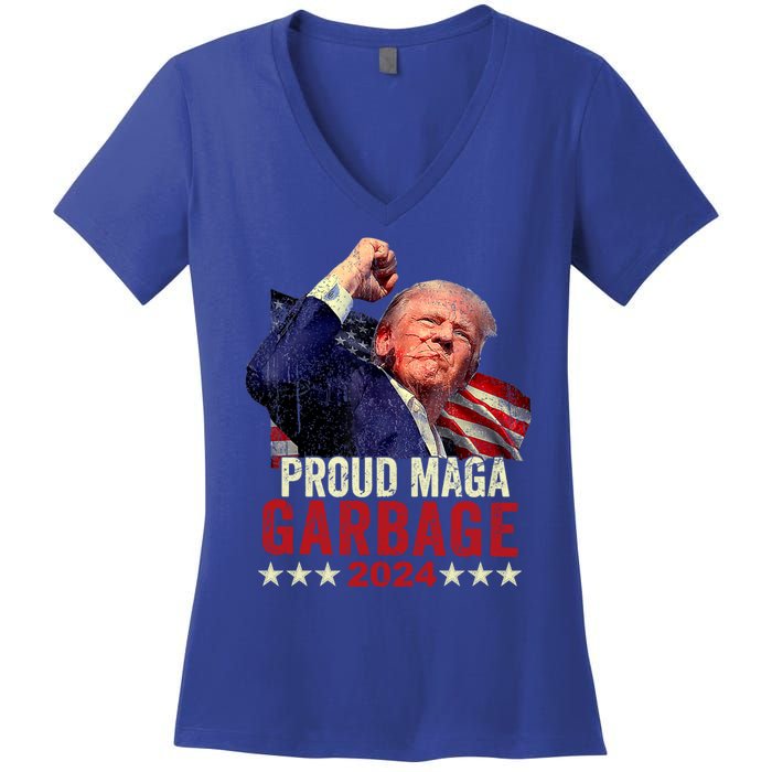 Proud Maga Garbage Proud To Be Garbage Trump Supporters Women's V-Neck T-Shirt