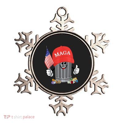 Proud Maga Garbage Trump Supporter Trash Can Cartoon Funny Metallic Star Ornament
