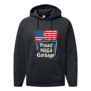 Proud Maga Garbage Patriotic Pro Trump Anti President Biden Performance Fleece Hoodie