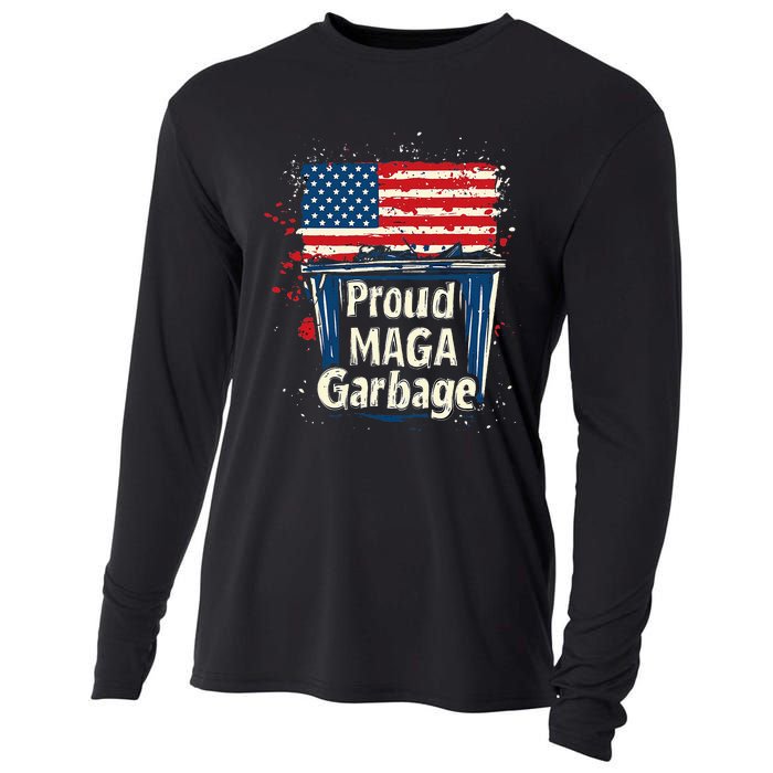 Proud Maga Garbage Patriotic Pro Trump Anti President Biden Cooling Performance Long Sleeve Crew