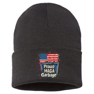 Proud Maga Garbage Patriotic Pro Trump Anti President Biden Sustainable Knit Beanie